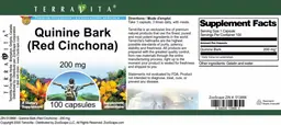 Label for Quinine Bark (Red Cinchona) 200 mg