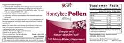 Label for Honeybee Pollen 500 mg