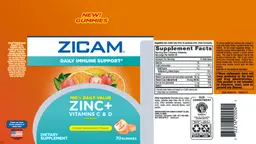 Label for Zicam Daily Immune Support Citrus Strawberry Flavor