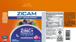 Label for Zicam Sleep + Immune Support Blackberry Lavender Flavor