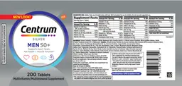Label for Centrum Silver Men 50+