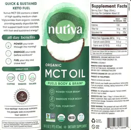 Label for Organic MCT Oil