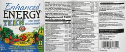 Label for Enhanced Energy Teen Stay Sharp Multivitamin