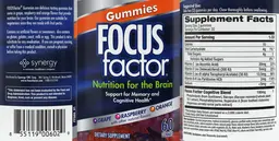 Label for Focus Factor Gummies