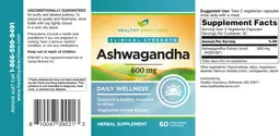Label for Ashwagandha 600 mg