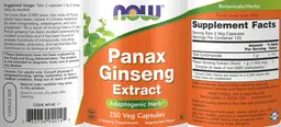 Label for Panax Ginseng Extract