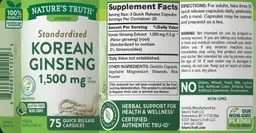 Label for Standardized Korean Ginseng 1,500 mg