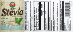 Label for Sure Stevia Extract