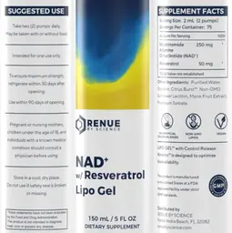 Label for NAD+ w/ Resveratrol Lipo Gel