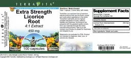 Label for Extra Strength Licorice Root 450 mg 4:1 Extract