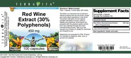 Label for Red Wine Extract (30% Polyphenols) 450 mg