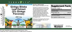Label for Ginkgo biloba Leaf Extract (2% Ginkgo Flavones) 450 mg
