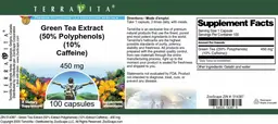 Label for Green Tea Extract (50% Polyphenols) (10% Caffeine) 450 mg