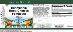 Label for Rehmannia Root (Chinese Foxglove) 450 mg