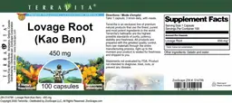 Label for Lovage Root (Kao Ben) 450 mg