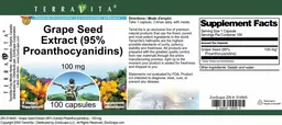 Label for Grape Seed Extract (95% Proanthocyanidins) 100 mg