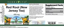 Label for Red Root (New Jersey Tea) 450 mg