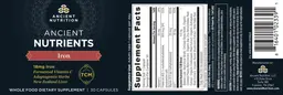 Label for Ancient Nutrients Iron 18 mg