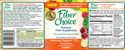 Label for Fiber Choice Immune Support Fruity Bites Natural Orange Flavor