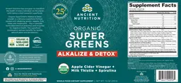Label for Organic Super Greens Alkalize & Detox
