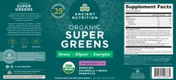 Label for Organic Super Greens Dragonfruit Flavor