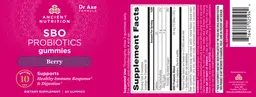 Label for SBO Probiotics Gummies Berry