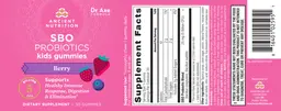 Label for SBO Probiotics Kids Gummies Berry