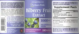 Label for Bilberry Fruit Extract 1000 mg