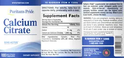 Label for Calcium Citrate