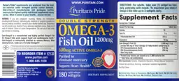 Label for Double Strength Omega-3 Fish Oil 1200 mg