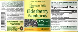 Label for Elderberry Sambucus 1250 mg