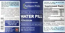 Label for Extra Strength Water Pill with Potassium