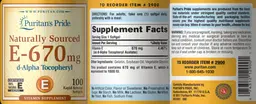 Label for Naturally Sourced E-670 mg