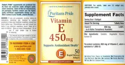 Label for Vitamin E 450 mg