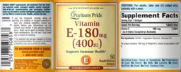 Label for Vitamin E-180 mg (400 IU)