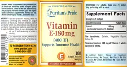 Label for Vitamin E-180 mg (400 IU)