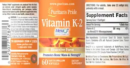 Label for Vitamin K-2