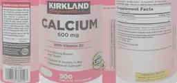 Label for Calcium 600 mg with Vitamin D3