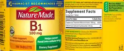 Label for B1 100 mg