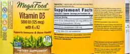 Label for Vitamin D3 5000 IU (125 mcg) with K & K2