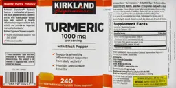 Label for Turmeric 1000 mg