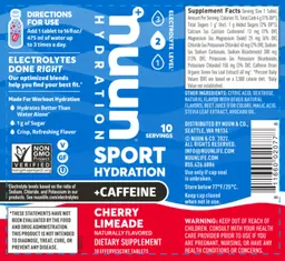 Label for Sport +Caffeine Cherry Limeade