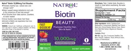 Label for Biotin 10,000 mcg Fast Dissolve Strawberry