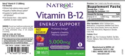 Label for Vitamin B-12 5000mcg Strawberry Natural Flavor