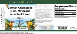 Label for German Chamomile (Blue, Matricaria recutita) Flower 450 mg