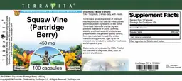 Label for Squaw Vine (Partridge Berry) 450 mg