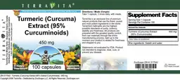 Label for Turmeric (Curcuma) Extract (95% Curcuminoids) 450 mg