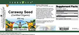 Label for Caraway Seed (Certified Organic) 450 mg