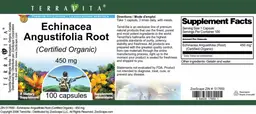 Label for Echinacea angustifolia (Certified Organic) 450 mg