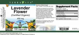 Label for Lavender Flower (Certified Organic) 450 mg